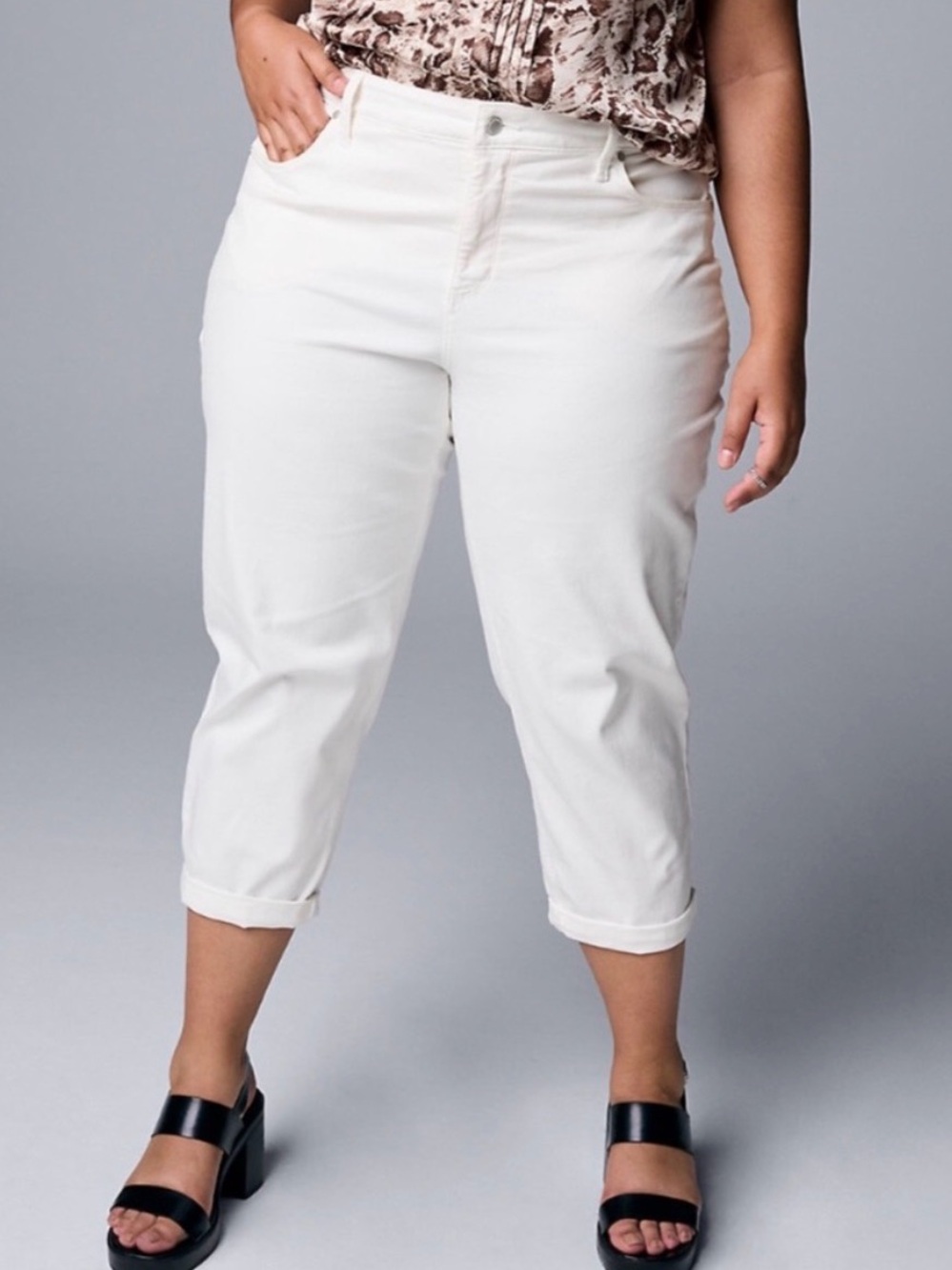 Simply Vera Vera Wang White Midrise Boyfriend Cropped Jeans 20W